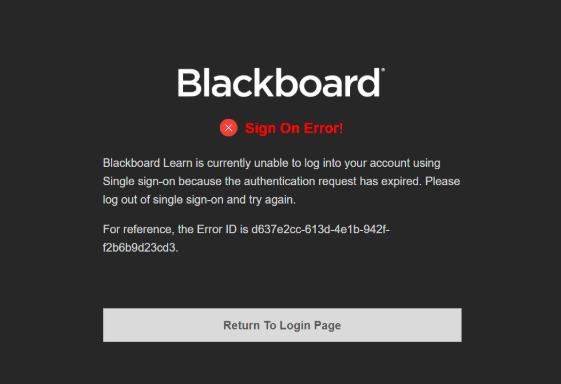 Blackboard Error